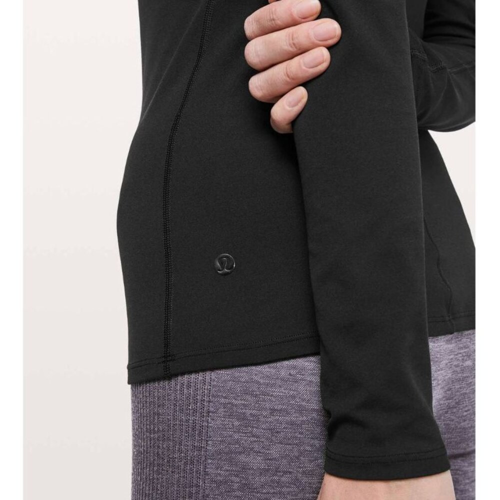 Lululemon Ethereal Black Long Sleeve Mock Neck Mesh Trim Pullover Top 0 2 - Picture 2 of 9